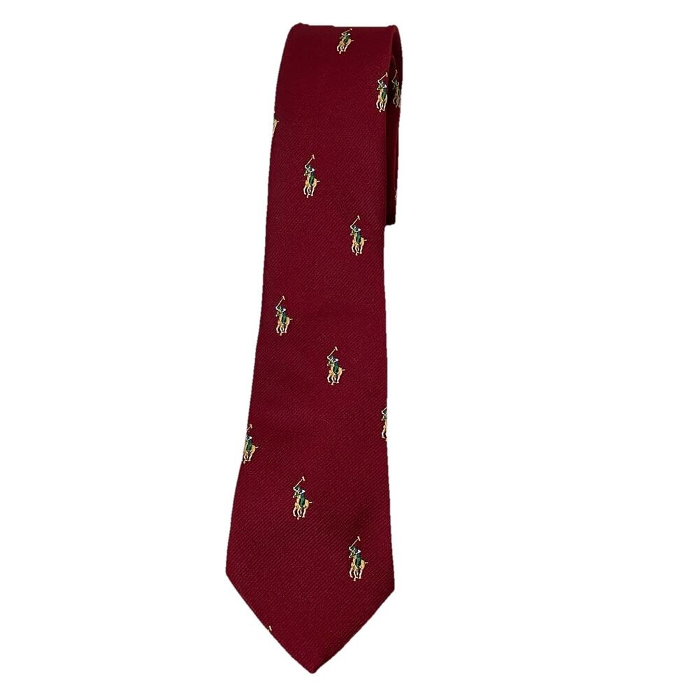 VTG 80s Boys Polo Players Tie Horseriding Equestrian Lord & Taylor Boys Shop